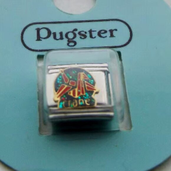 Pugster Crane enamel 9mm stainless steel Italian charm bracelet link new - Picture 1 of 2